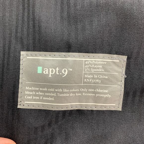 Apt. 9 Dress Pant Mens 36 Black Flat Front High Rise Rayon Blend Stretch Travel - Picture 11 of 16